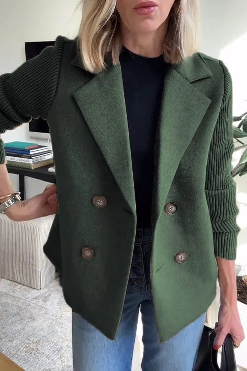 š„50% Off-Limited Timeā³ Lapel Knitted Patchwork Sleeve Casual Coat