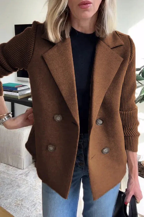 š„50% Off-Limited Timeā³ Lapel Knitted Patchwork Sleeve Casual Coat