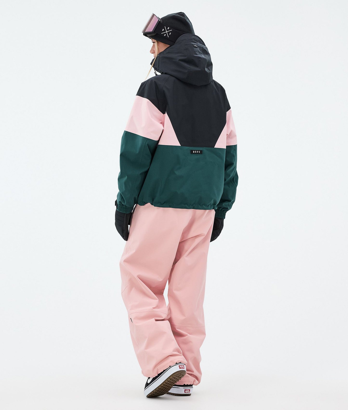 Snowboard Jacket Women Sport Black/Soft Pink/Bottle Green