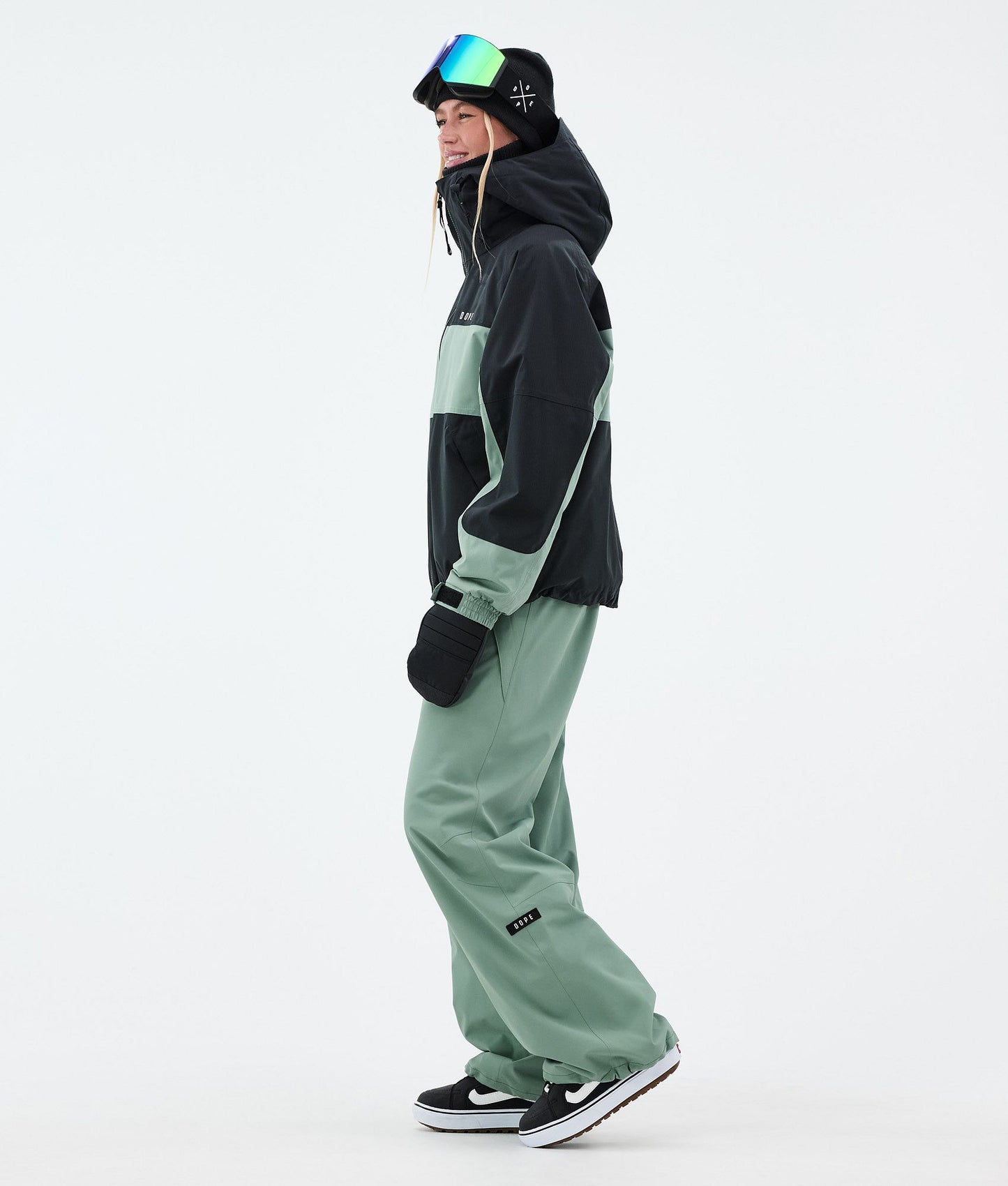 Snowboard Jacket Women Stripe Black/Faded Green