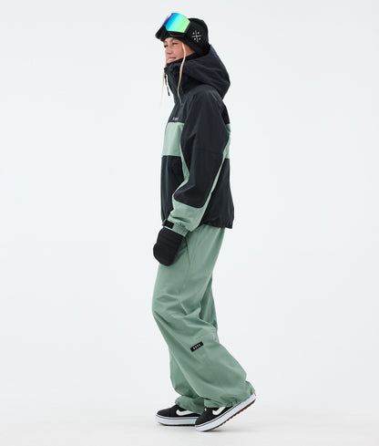 Snowboard Jacket Women Stripe Black/Faded Green