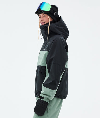 Snowboard Jacket Women Stripe Black/Faded Green