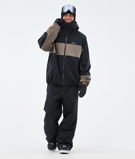 Snowboard Jacket Men Stripe Black/Walnut