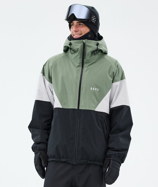 Snowboard Jacket Men Sport Moss Green/Light Grey/Black