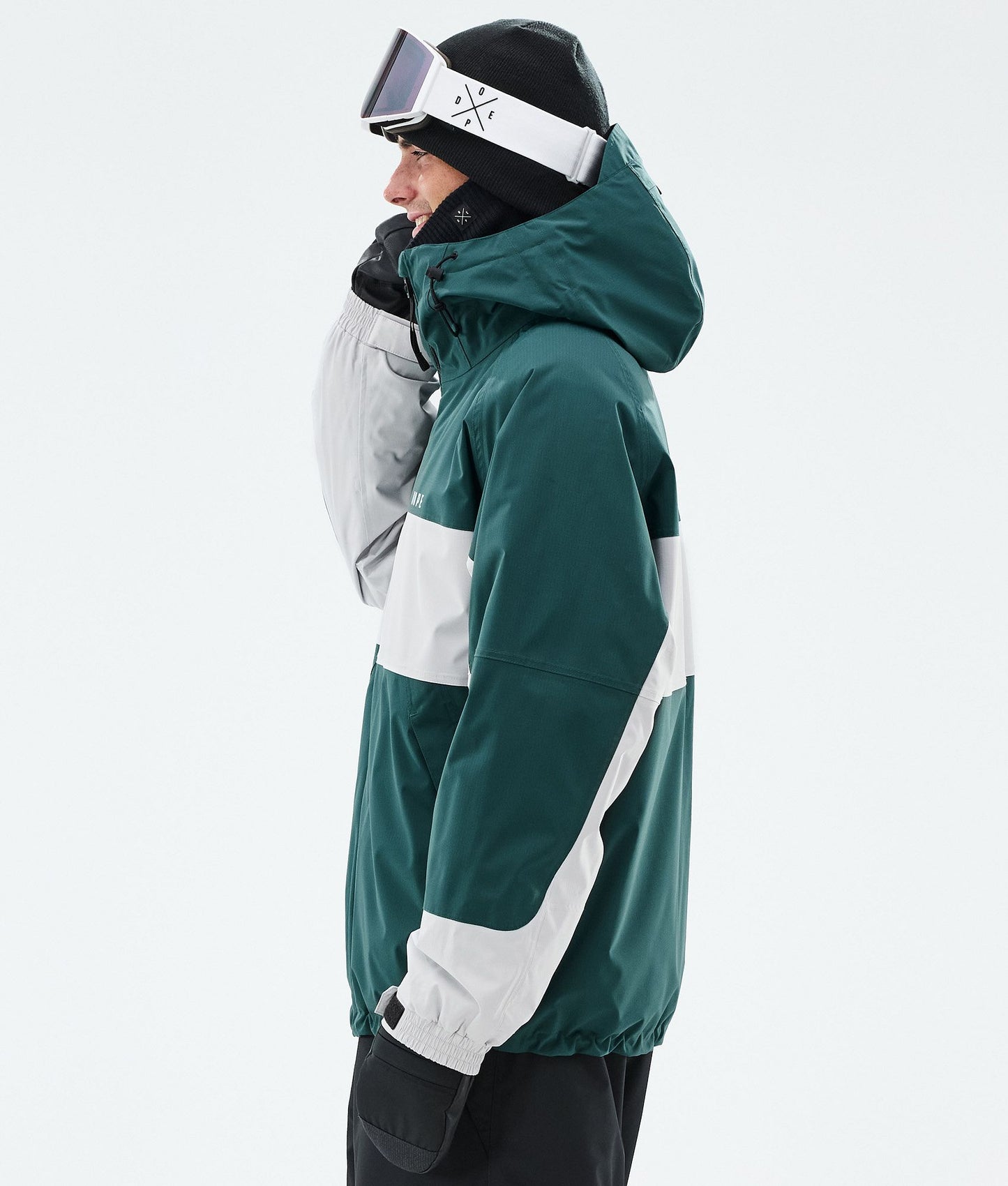 Snowboard Jacket Men Stripe Bottle Green/Light Grey