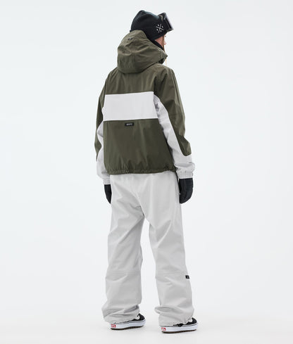 Snowboard Jacket Women Stripe Olive Green/Light Grey