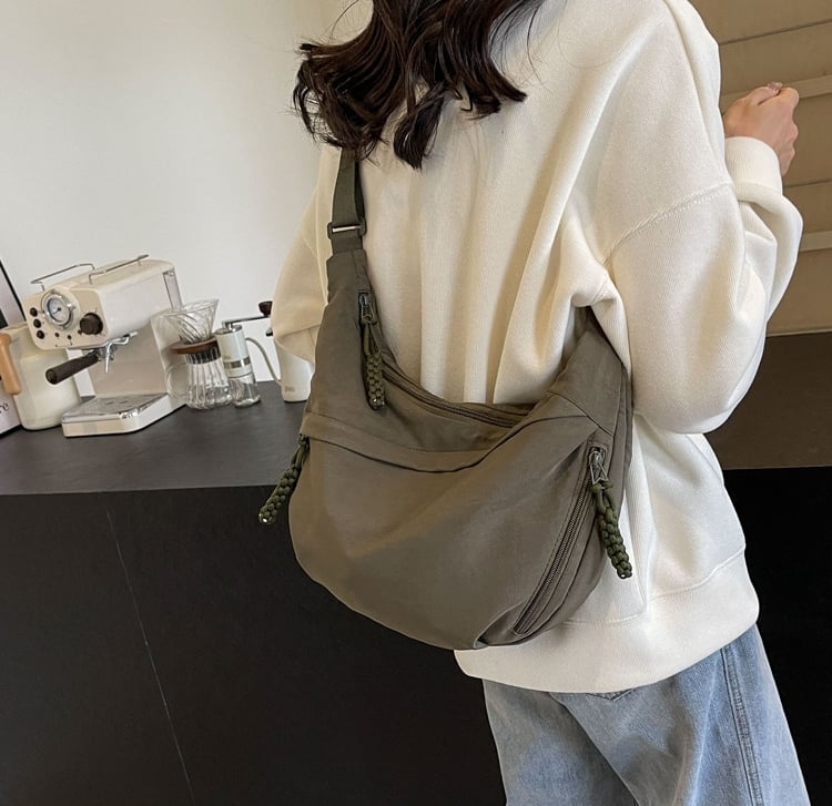 Designer Direct Sales Women's Fashion Plain Color Nylon Crossbody Hobo Bag